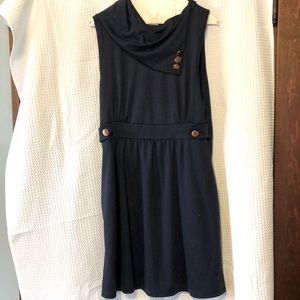 Navy Dress with Brass Buttons